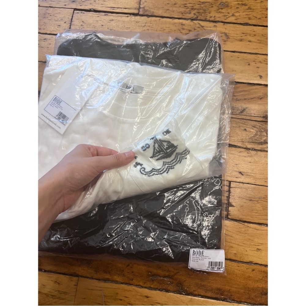 Bode White Embroidered Sailboat Tee